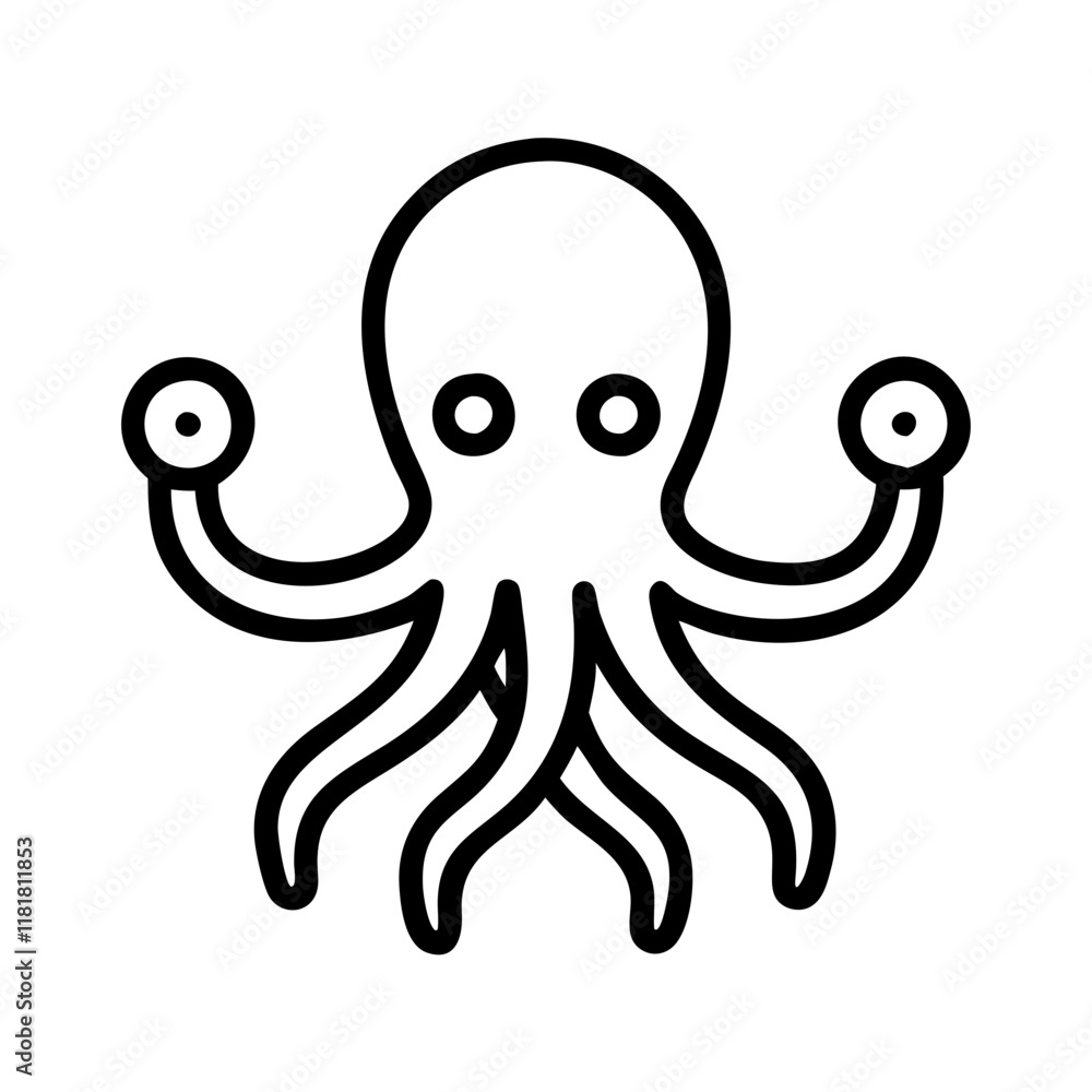 octopus icon, animals line art, animals vector - simple black line art icon of octopus perfect for logos, and animals -themed designs. octopus icon, animals line art, animals vector - simple black line art icon of octopus perfect for logos, and animals -themed designs.