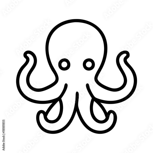 octopus icon, animals line art, animals vector - simple black line art icon of octopus perfect for logos, and animals -themed designs. photo