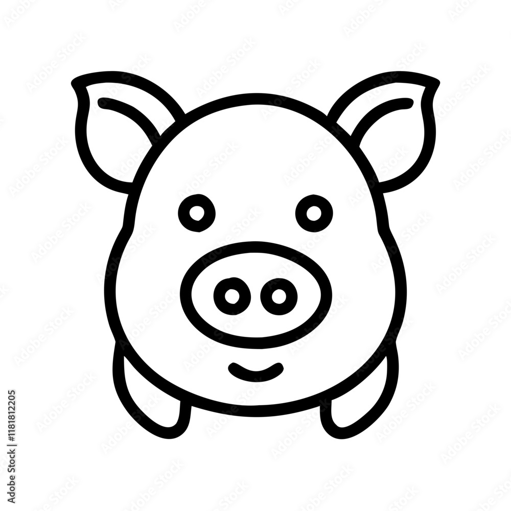 pig icon, animals line art, animals vector - simple black line art icon of pig perfect for logos, and animals -themed designs. pig icon, animals line art, animals vector - simple black line art icon of pig perfect for logos, and animals -themed designs.