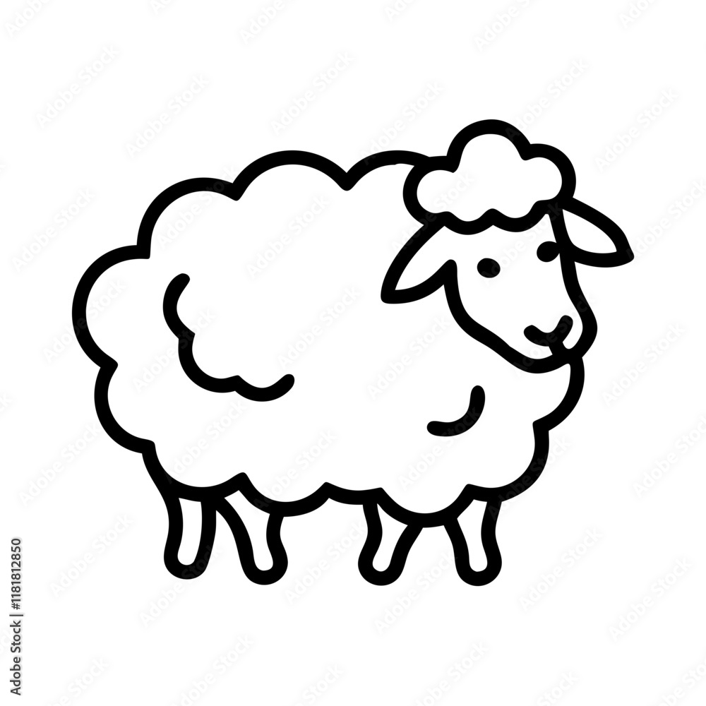 sheep icon, animals line art, animals vector - simple black line art icon of sheep perfect for logos, and animals -themed designs. sheep icon, animals line art, animals vector - simple black line art icon of sheep perfect for logos, and animals -themed designs.