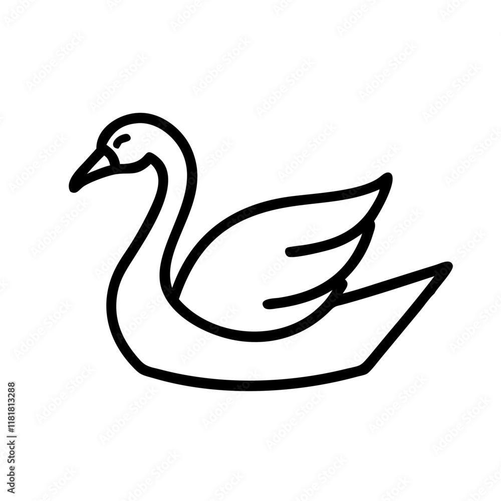 swan icon, animals line art, animals vector - simple black line art icon of swan perfect for logos, and animals -themed designs. swan icon, animals line art, animals vector - simple black line art icon of swan perfect for logos, and animals -themed designs.