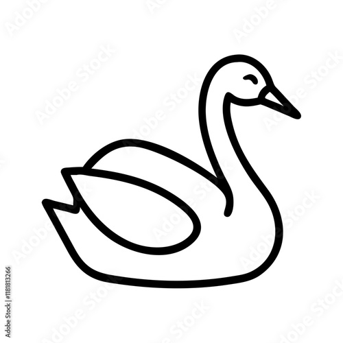 swan icon, animals line art, animals vector - simple black line art icon of swan perfect for logos, and animals -themed designs.