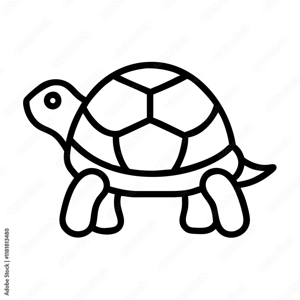 Fototapeta premium tortoise icon, animals line art, animals vector - simple black line art icon of tortoise perfect for logos, and animals -themed designs.