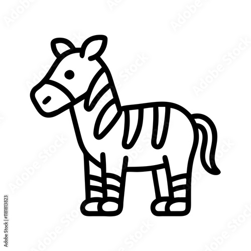 zebra icon, animals line art, animals vector - simple black line art icon of zebra perfect for logos, and animals -themed designs.