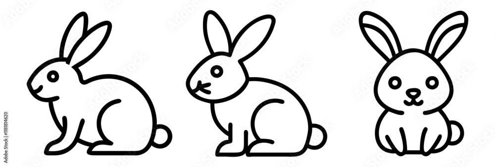 rabbit icon, animals line art, animals vector - simple black line art icon of rabbit perfect for logos, and animals -themed designs. rabbit icon, animals line art, animals vector - simple black line art icon of rabbit perfect for logos, and animals -themed designs.