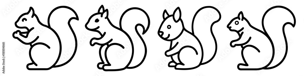 squirrel icon, animals line art, animals vector - simple black line art icon of squirrel perfect for logos, and animals -themed designs. squirrel icon, animals line art, animals vector - simple black line art icon of squirrel perfect for logos, and animals -themed designs.