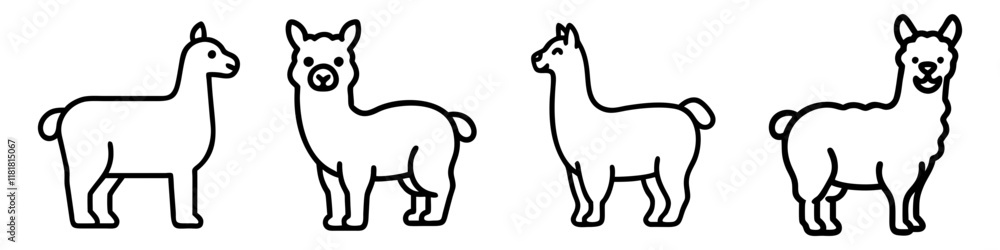 Fototapeta premium alpaca icon, animals line art, animals vector - simple black line art icon of alpaca perfect for logos, and animals -themed designs.