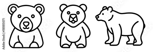 bear.icon, animals line art, animals vector - simple black line art icon of bear.perfect for logos, and animals -themed designs.