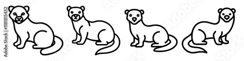 ferret icon, animals line art, animals vector - simple black line art icon of ferret perfect for logos, and animals -themed designs.