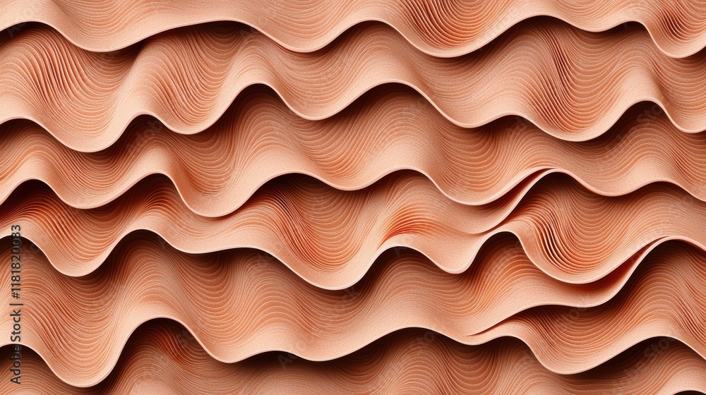 Abstract Peach-Colored Wave Pattern Seamless Texture Background