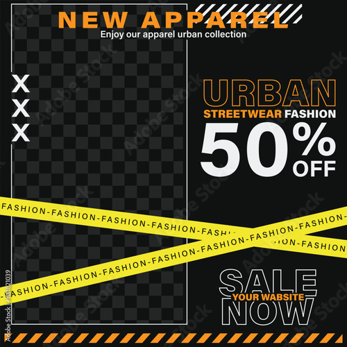 Street urban fashion texture media sosial post template