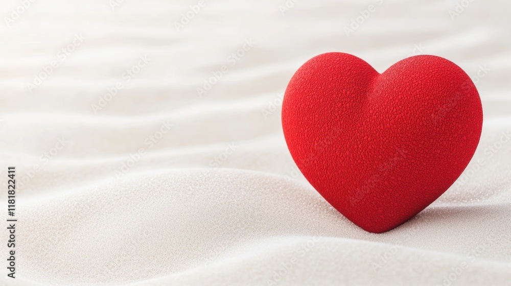 Red Heart on White Sand Symbol of Love and Serenity Red Heart on White Sand Symbol of Love and Serenity