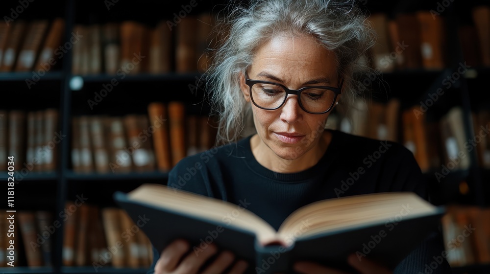 Librarian passionately cataloging ancient books in a grand library Librarian passionately cataloging ancient books in a grand library