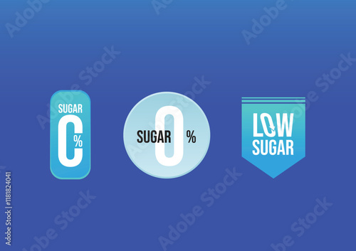 Low sugar zero sugar 100% guarantee icon signage badge