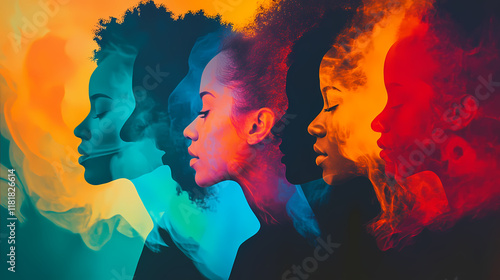 Silhouettes of diverse individuals in vibrant colors showcasing connection and communication