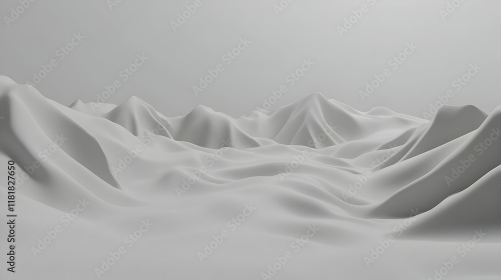 White Abstract 3D Mountain Landscape White Abstract 3D Mountain Landscape