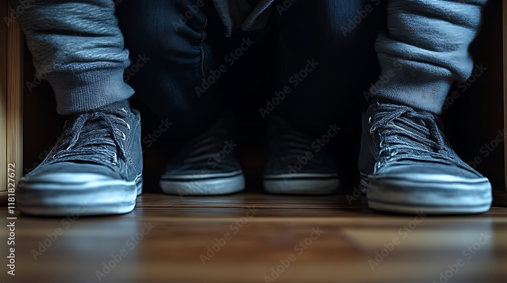 Hidden Figure: Low-Light Canvas Shoes and Denim in a Somber Mood Hidden Figure: Low-Light Canvas Shoes and Denim in a Somber Mood