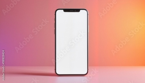 Blank smartphone on colorful gradient background