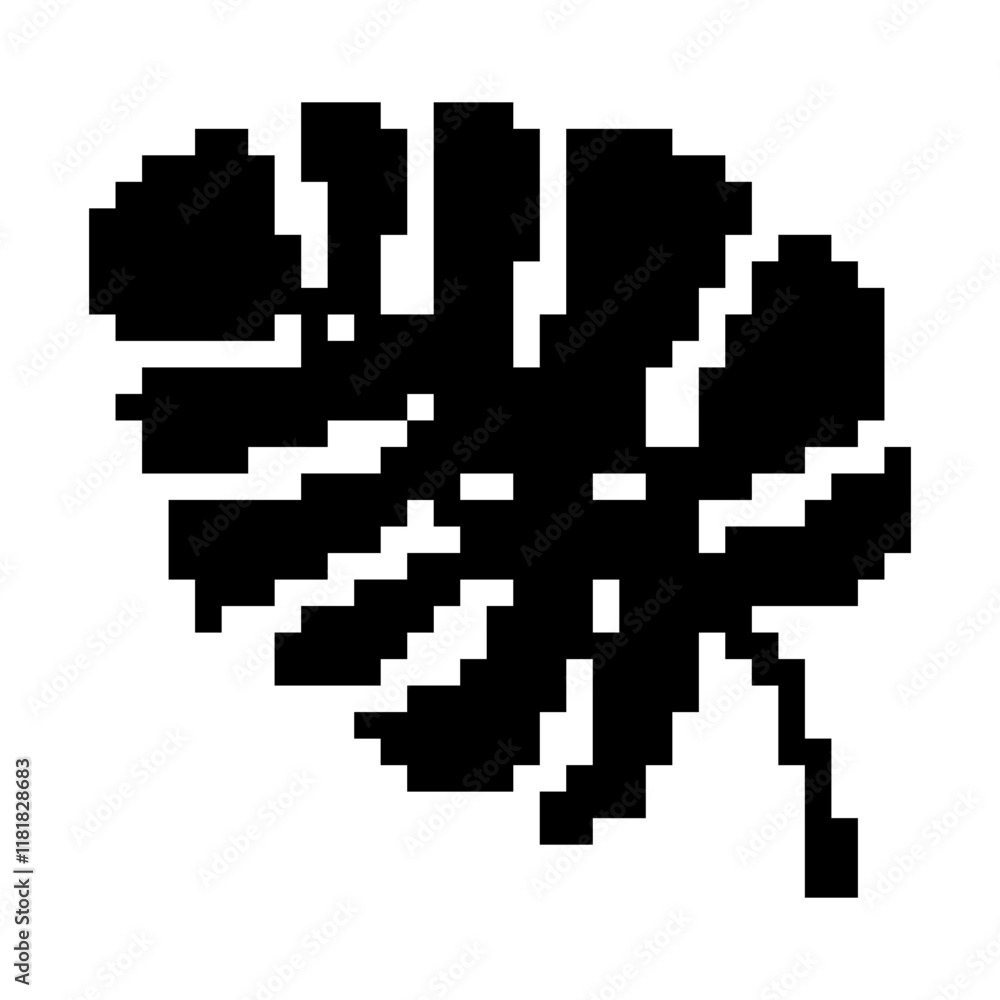 Pixel art leaf illustration. Minimalistic leaf design in retro pixelated style. Pixel art leaf illustration. Minimalistic leaf design in retro pixelated style.