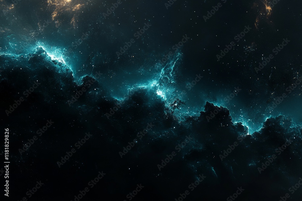 Stunning Enigmatic Cosmic Cloudscape with Vibrant Blue and Black Tones, Starry Skies, and Glowing Nebulae Reflecting the Beauty of the Universe Stunning Enigmatic Cosmic Cloudscape with Vibrant Blue and Black Tones, Starry Skies, and Glowing Nebulae Reflecting the Beauty of the Universe