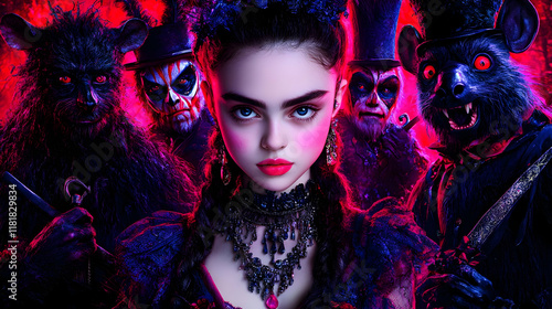 3d a twelve year old ballerina in the nutcracker ballet, with the nutcracker beside her, and the mouse king on the other side of her, movie poster