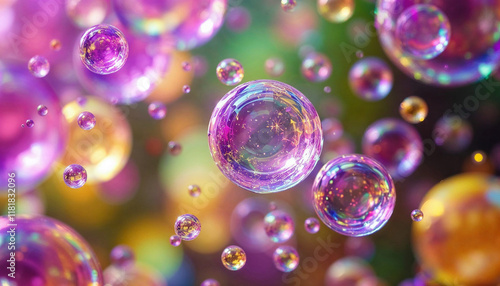 Wallpaper Mural Colorful soap bubbles floating gracefully in a vibrant background filled with light Torontodigital.ca