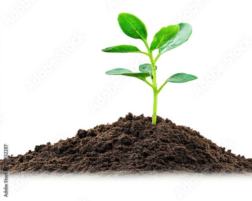Wallpaper Mural A young green plant sprouting from rich brown soil, symbolizing growth and renewal. Torontodigital.ca