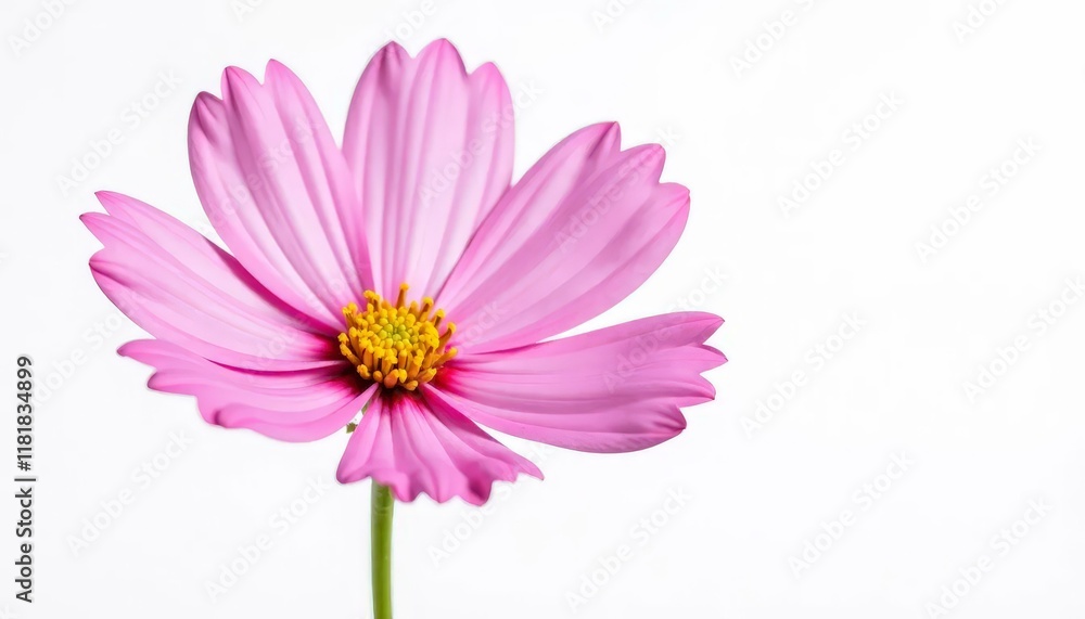 Pink Cosmos Flower Isolated on White Background, Pink Cosmos Flower Isolated on White Background,