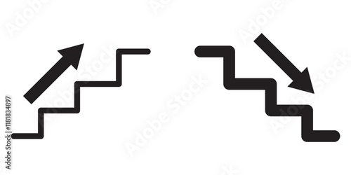 Stairs colored icon set