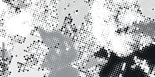 Distressed background in black and white texture with dark spots, scratches and lines. Abstract illustration