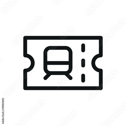 Train ticket line icon, railway ticket vector symbol with editable stroke