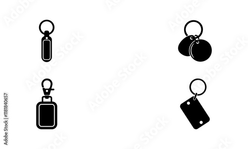 Key Chains Silhouette Set In Black And White