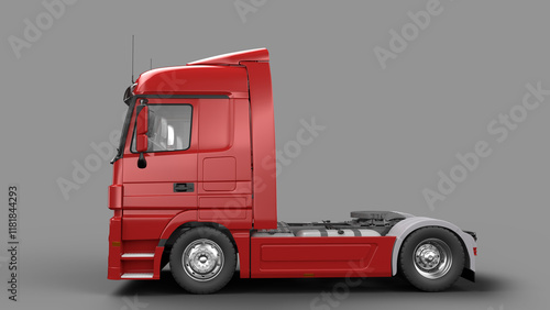 Truck 3d render side view green background color