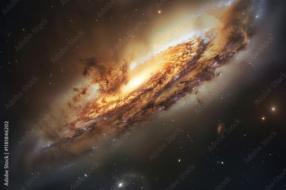 Fototapeta premium A cosmic view of the galaxy surrounded by stars and colorful celestial clouds.