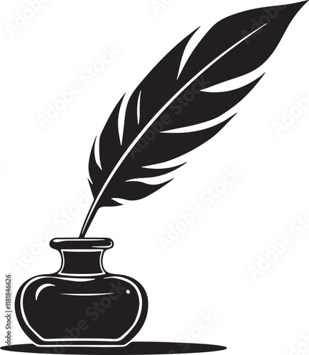 Quill silhouette writing curves vector