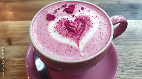 cup of coffee with heart  in concept of valentine day on 14 February 2025 with pink and red heart gift love rose romance romantic things with background