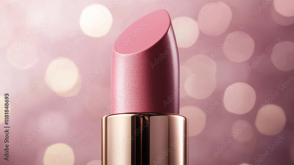Smooth application of pink lipstick on glowing lips, showcasing beautiful cosmetic product against soft bokeh background. Perfect for beauty and makeup themes Smooth application of pink lipstick on glowing lips, showcasing beautiful cosmetic product against soft bokeh background. Perfect for beauty and makeup themes