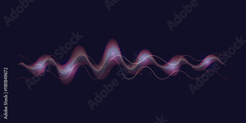 Soundwave wavy line abstract background flowing digital technology audio music sound vibration spectrum  signal vector illustration