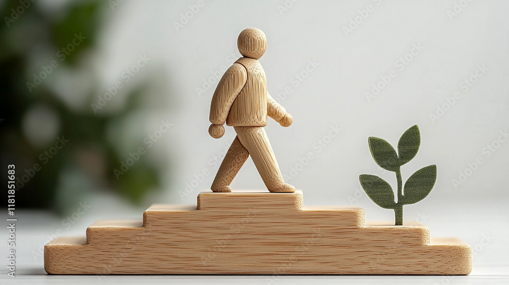 Wooden figures of employees. The concept of career growth. Team building. Achieving a goal, overcoming setbacks. Team spirit. Wooden figures of employees. The concept of career growth. Team building. Achieving a goal, overcoming setbacks. Team spirit.