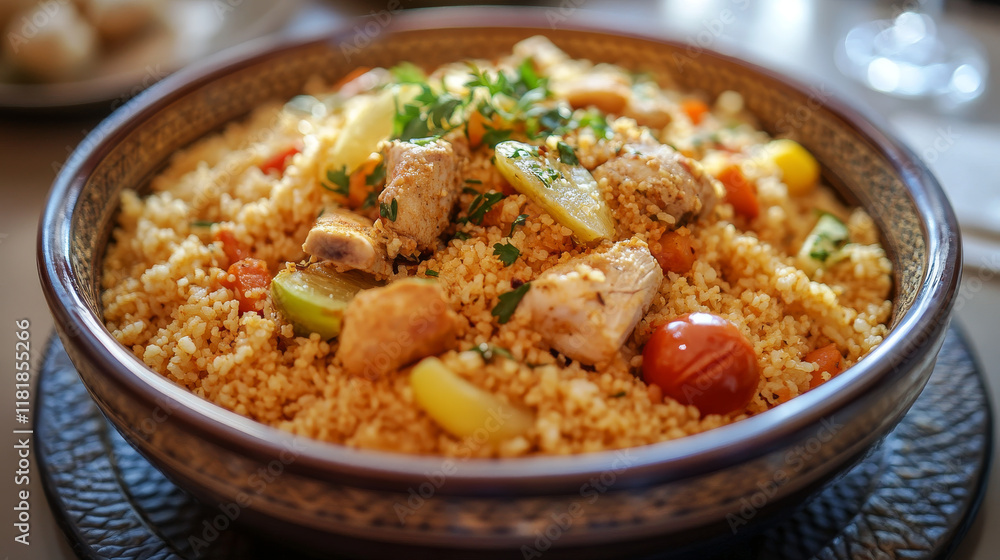 Egyptian cuisine menu, lunch and dinner dishes, vector restaurant meals. Egyptian cuisine couscous bidaoui with lamb, megaddara rice and lentils, morg polo chicken and matisha mahsheeya tomatoes Egyptian cuisine menu, lunch and dinner dishes, vector restaurant meals. Egyptian cuisine couscous bidaoui with lamb, megaddara rice and lentils, morg polo chicken and matisha mahsheeya tomatoes