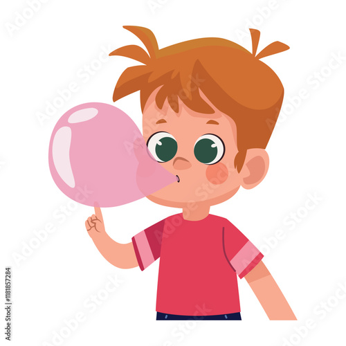 cute boy chewing gum
