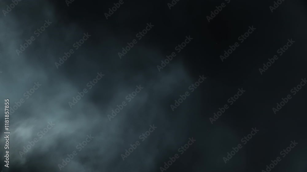 4K VFX Element practical atmospheric smoke. Abstract dense haze mist smoke cloud. Smoke in slow-motion floating through space against black. Mist effect. Fog effect. Haze and vapor action element. 