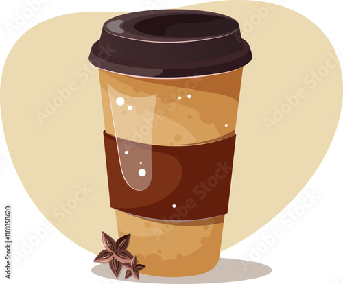 Delicious coffee paper cup icon. Drink vector illustration design. 