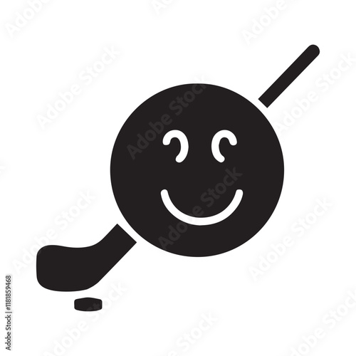 Valentine's Day, hockey ball smile vector silhouette illustration