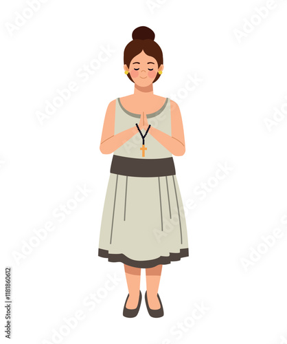 girl praying in first communion