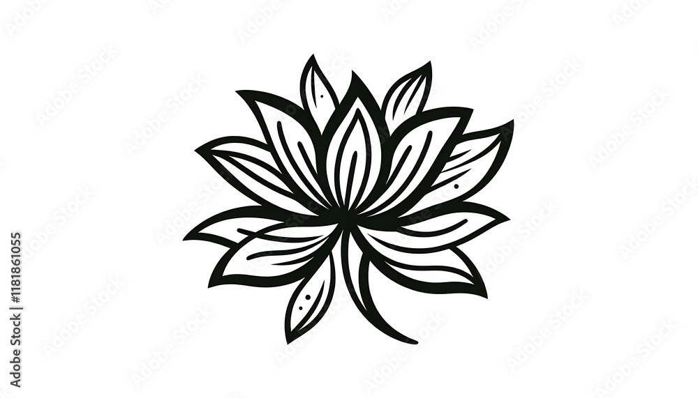 Fototapeta premium Stylized Lotus Drawing: The Beauty of Minimalism
