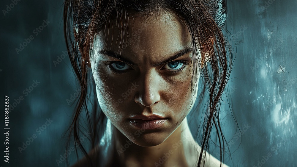 Photorealistic image of a woman with an intense expression, conveying confidence and inner strength
Photorealistic image of a woman with an intense expression, conveying confidence and inner strength