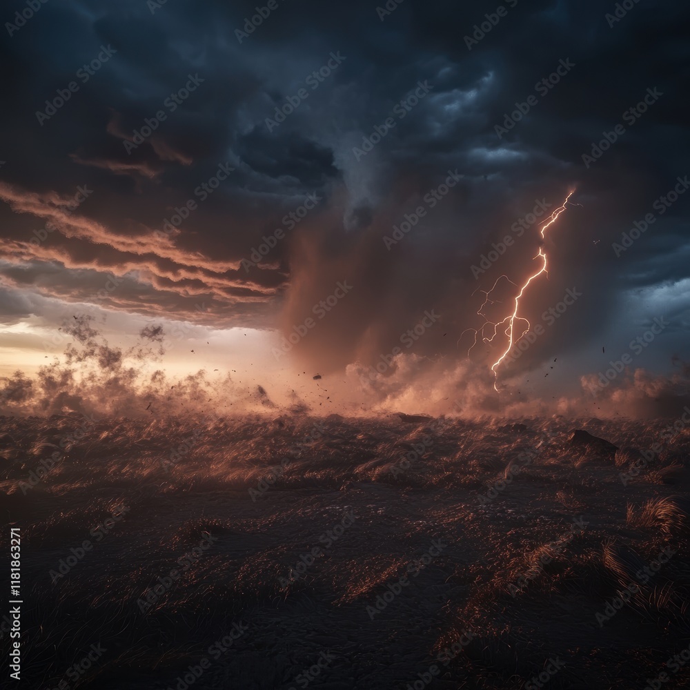 Fototapeta premium Tornado dynamics high fidelity gigapixel with dual dusty nature scenes