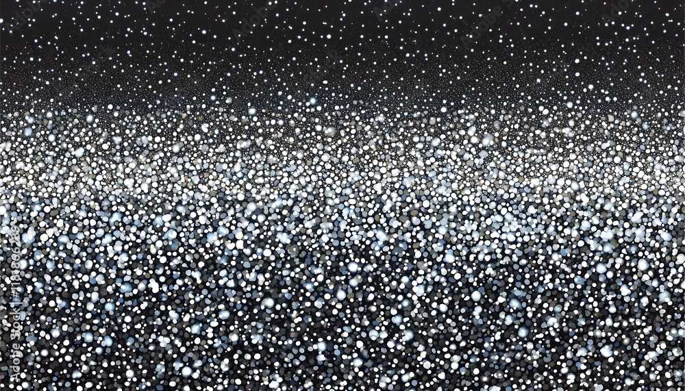 Shimmering silver and grey glitter gradient on black background; perfect for festive designs, website banners, and celebratory textures. Shimmering silver and grey glitter gradient on black background; perfect for festive designs, website banners, and celebratory textures.
