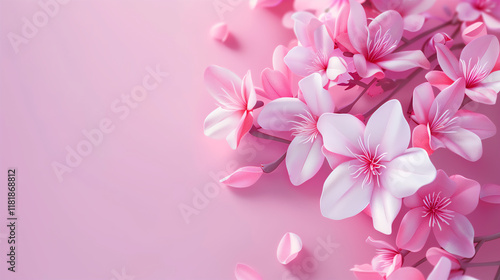 Elegant Pink Cherry Blossom Illustration with Delicate Petals on a Soft Pastel Background Perfect for Invitations and Decor
